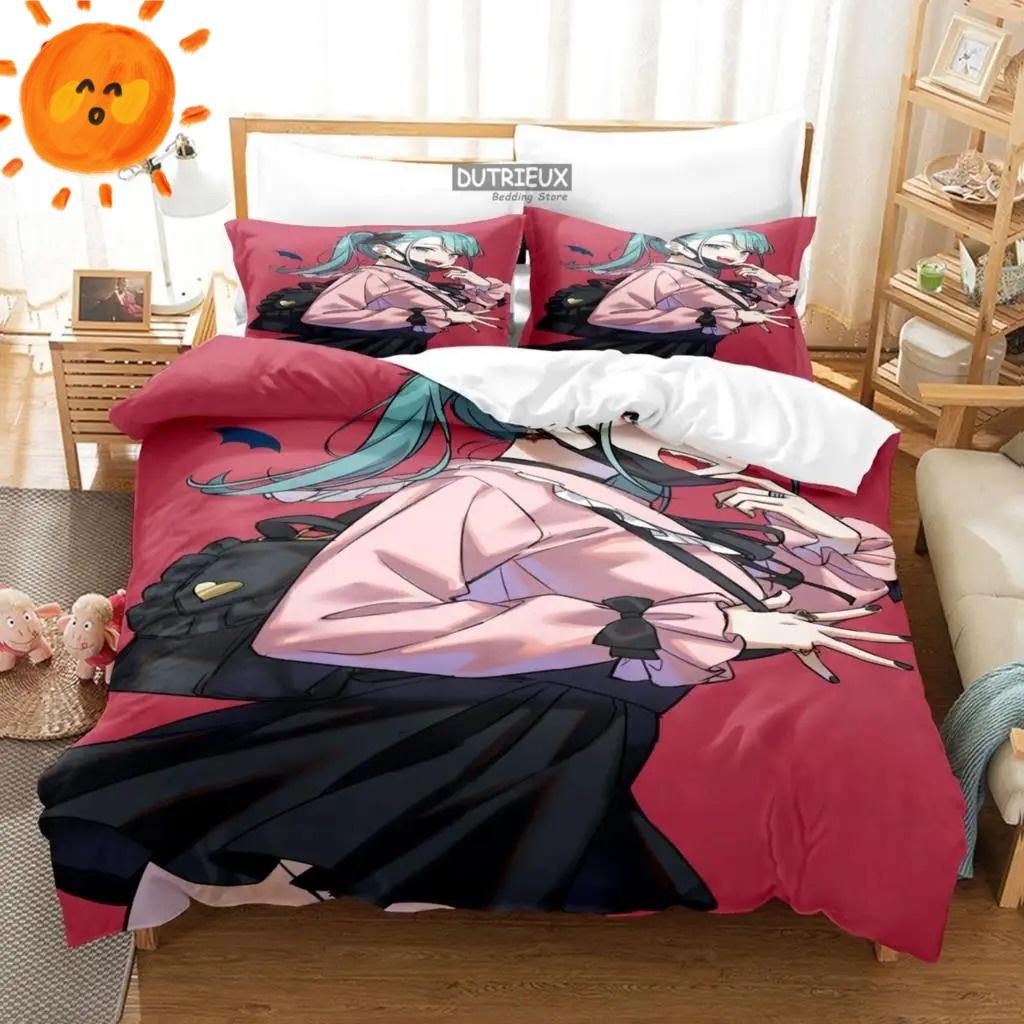 3D Print Japanese Anime Kawaii Hatsune Miku Duvet Cover Bedding Set Queen King Full Size for Holiday Bedroom Teens Women Gift