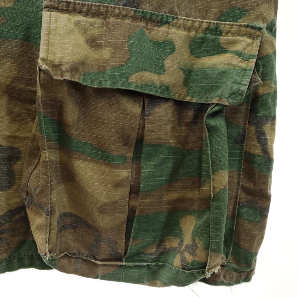 US ARMY 60s 70s Vintage 5th Brown Leaf Camo Pattern Jungle Fatigue Jacket Men's Used