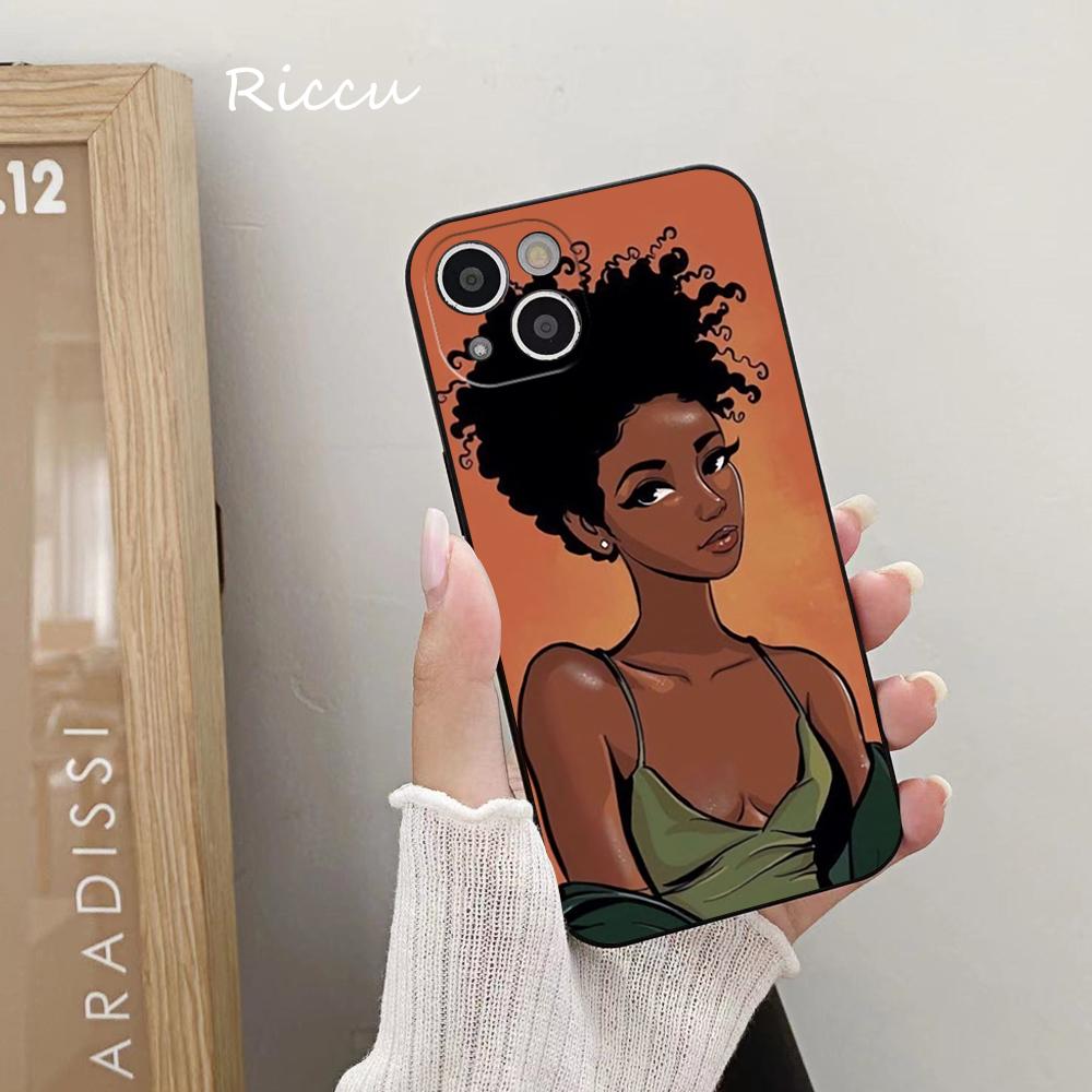 FOR IPhone 14 Afro Girls Art Soft Case for Iphone 14 11 12 Pro 8 7 Plus X 13 Pro MAX SE2020 XR XS RICCU Soft Covers