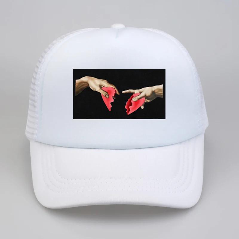 Michelangelo Heart Break Print Baseball Cap Fashion Summer Unisex Women Mesh Trucker Caps Adjustable Snapback Sun Hats