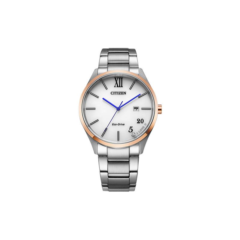 

CITIZEN Eco-Drive Series Date Display Fashion Business Solar Movement Steel Strap Men s Watch White Dial BM7356-80A білий