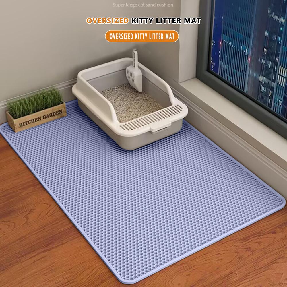 Extra Large Washable Cat Litter Box Mat - Anti-Splash, Anti-Tracking, Double Layer EVA Filter