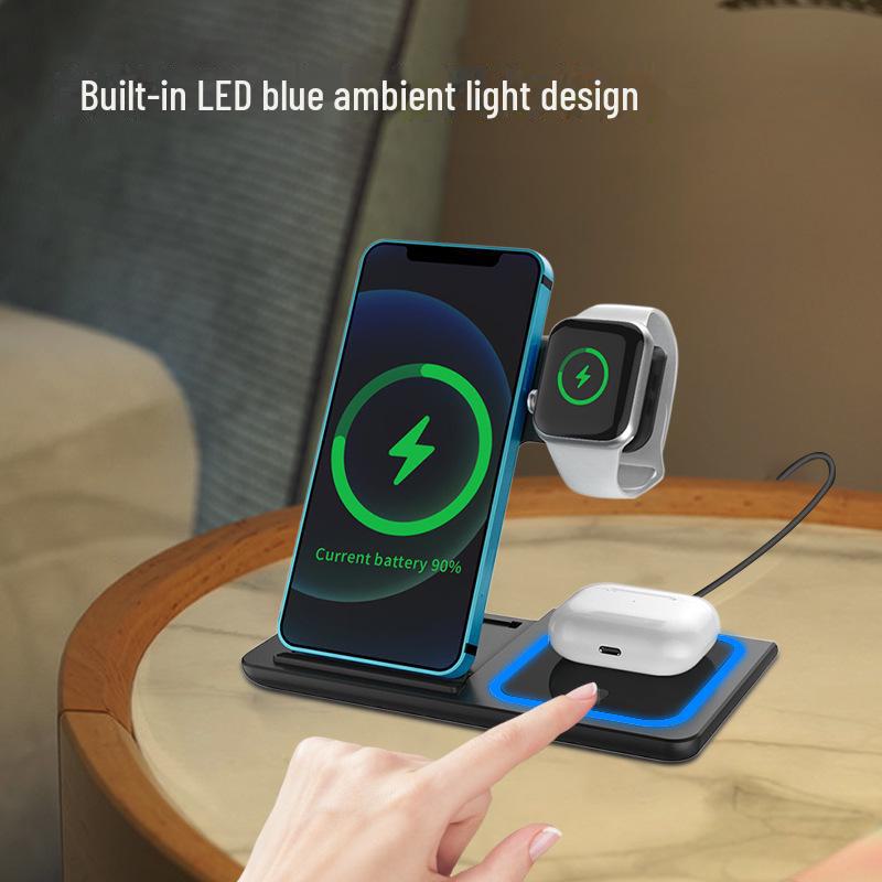 Three-in-One Wireless Charger for iPhone, AirPods, and Apple Watch
