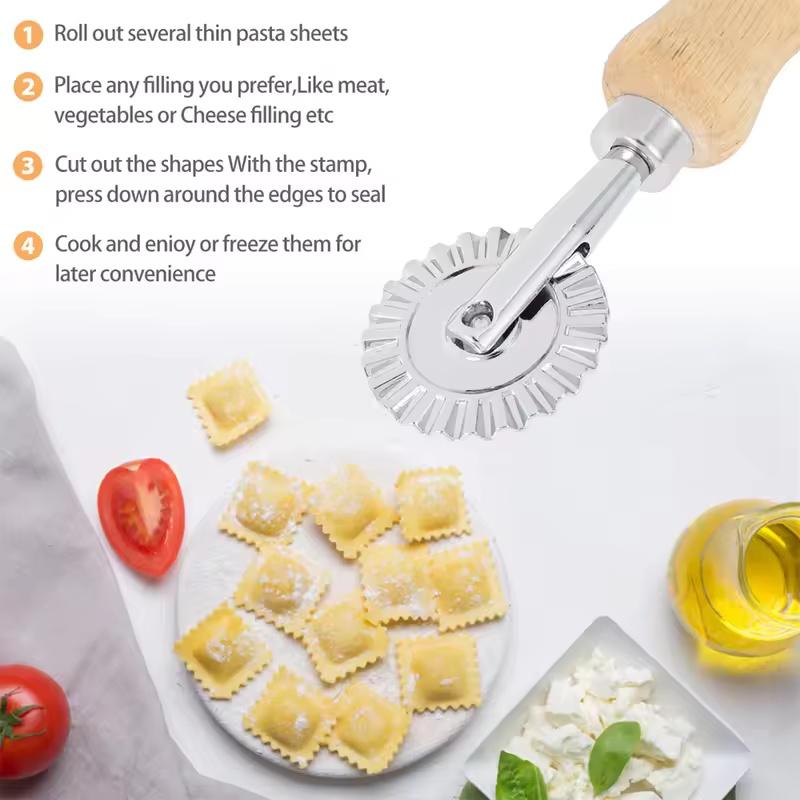 Stainless Steel Ravioli Cutter Wheel Professional Pizza Roller Knife Sharp Dough Cutter Bakery Tool Kitchen Pizza Slicer