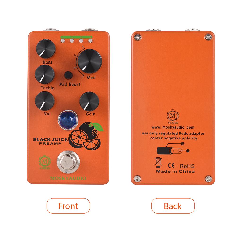 MOSKYAUDIO BLACK JUICE Guitar Preamp Overdrive Effects Pedal Gain/Mid