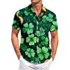 Men's Casual Short-sleeved Shirt Slim Fit Stylish Men's St. Patrick Print