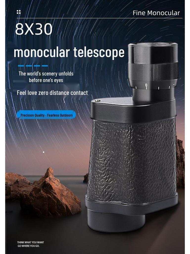 62 Type 8x30 Portable Monocular with High Magnification HD and Non-Infrared Color Imaging for Low-Light Night Vision