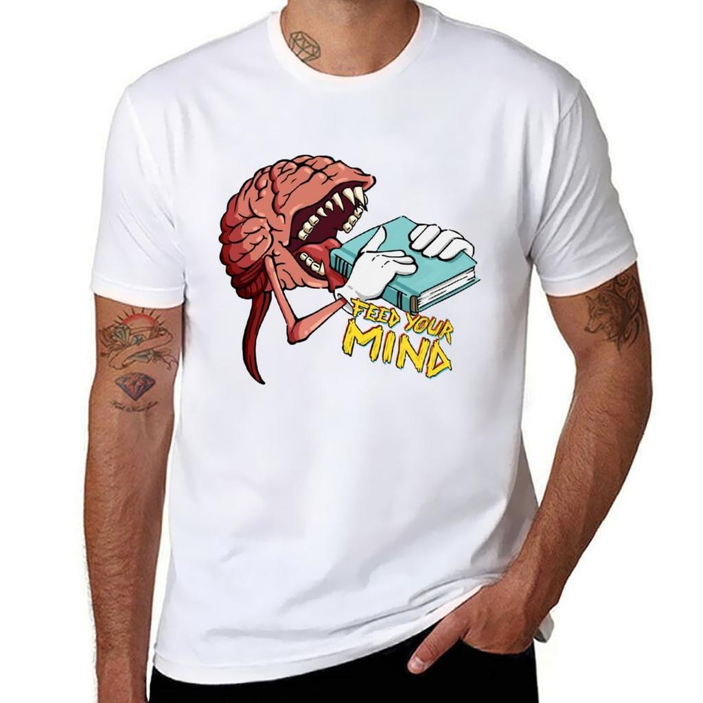 Feed your mind TShirt Active Sports Short Sleeve Cotton Shirt