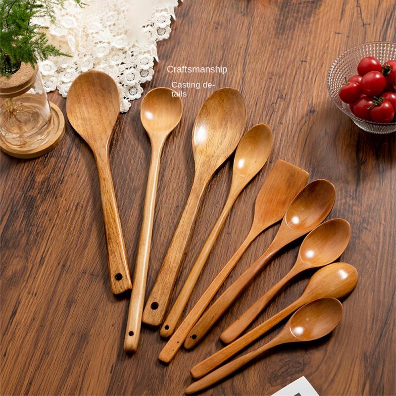 Japanese-Style Long Handle Wooden Spoon Coffee Stirring Rod Tea Dessert Spoon Mixing Soup Spoon Tableware Kitchen Supplies