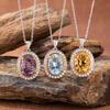 Natural Citrine Amethyst Colored Treasure Necklace Women'S Millennium Cut S925 Sterling Silver Pendant Light Luxury High-End Jewelry