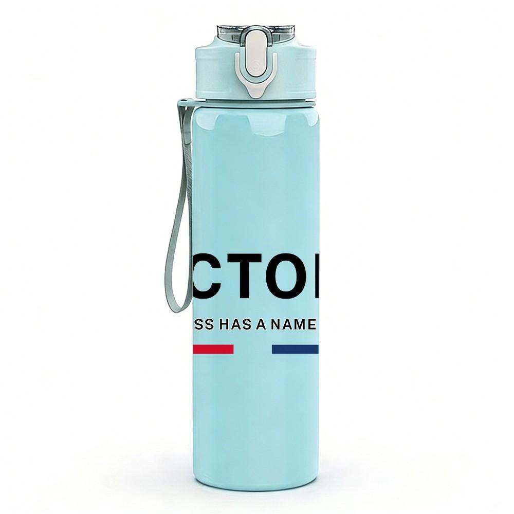 1PC Victory Simple Letter Typography 750ml Color Plastic Sports Water Bottle Leakproof Flip Straw Lid Suitable for Sports Office Home Use