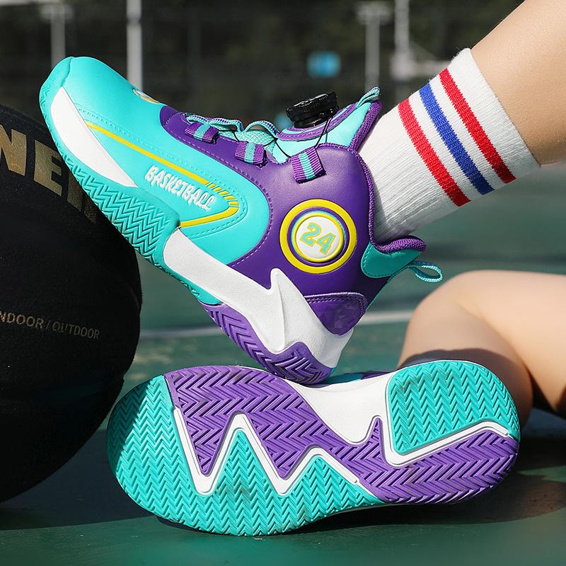Herbst/Winter Leder Kinder Drehverschluss Basketballschuhe Jugend Kinder Sport Basketballschuhe