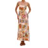 Damen Sommer Casual Boho Langes Sommerkleid Spaghettiträger Quadratischer Ausschnitt Ärmellos Fließendes Maxikleid A-Linie Strandkleid für Damen