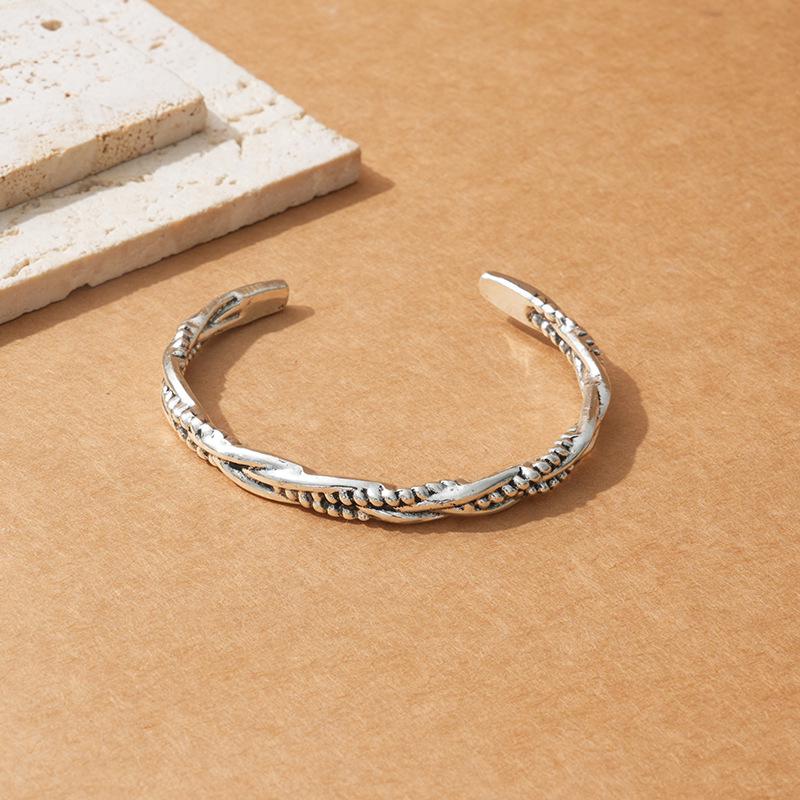 Retro Metal Twist Weave Open Design Bracelet