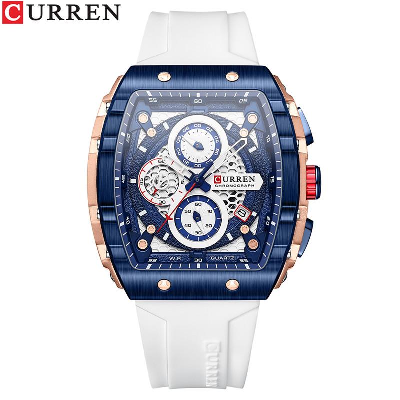 CURREN Man WristWatch Waterproof Chronograph Date Men Watch Military Top Brand Luxury Silicone Original Sport Male Clock 8442
