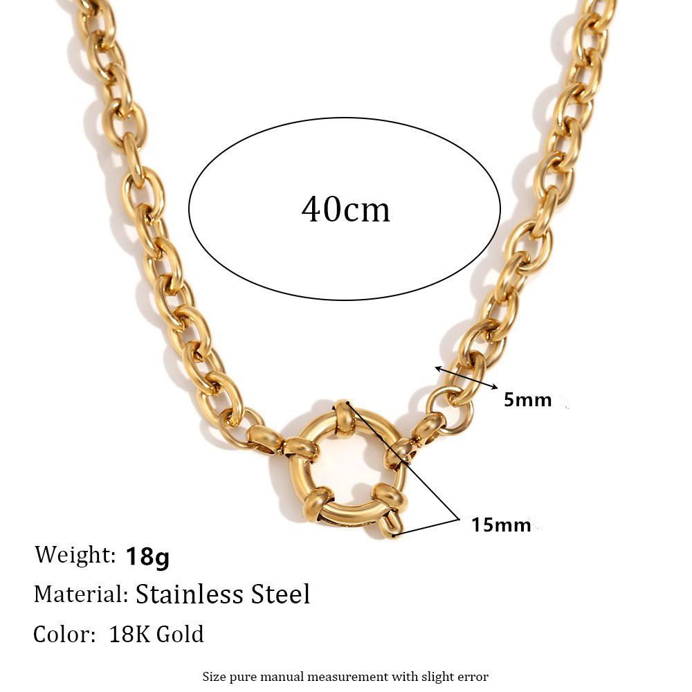Trendy Gold 18k Plated Stainless Steel Spring Clasp Pendant Necklace For Women