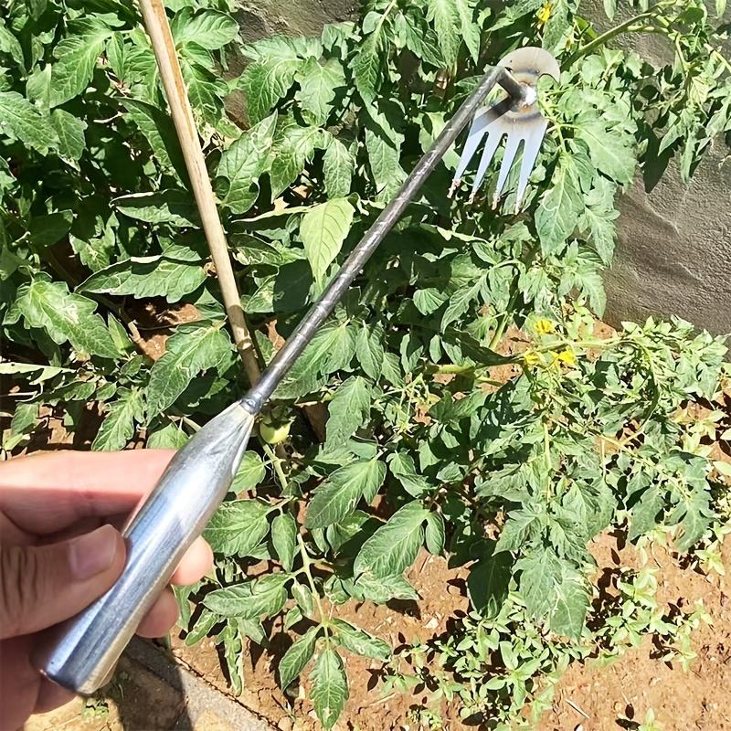 1pc Small Weed Puller With 4 Teeth, Gardening Hand Tools, Weed Remover Tool For Yard Ergonomic Weeder Tool (The Handle Can Be Lengthened By Yourself)