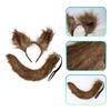 Foxes Cosplay Set Foxes Tail with Foxes Ears Headwear Set Plush Wolf Ears Headband Hair Accessories for Party