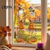Home Window Ornaments Halloween Cartoon Cling Stickers, Ghost Pumpkin Candy Glass Decals, Self-Adhesive Removable Party Venue Backgrounds Art