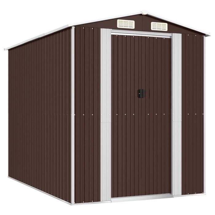 3147461 vidaXL Garden Shed Dark Brown 192x274x223 Cm Galvanized Steel