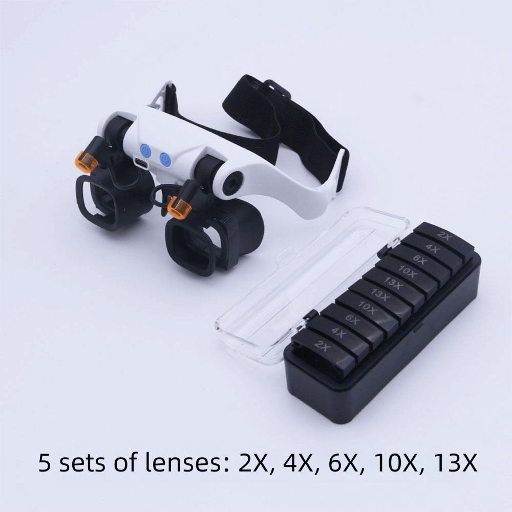 Professional LED Magnifying Glasses Rechargeable Jewelers Repair Wearing Magnifier  Jewelers