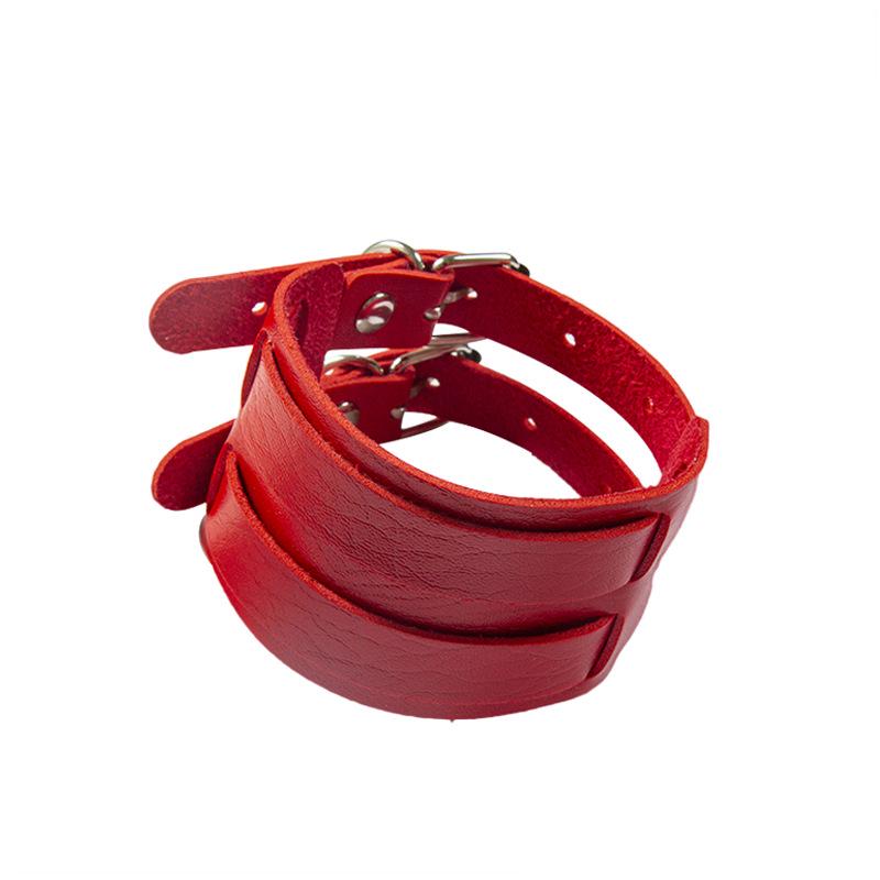 Европейский и американский панк-ретро браслет из ПУ-кожи с двойной пряжкой - Унисекс