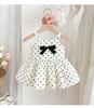 Mädchen Sommer gepunktetes Kleid mit Schleife Süßes ärmelloses Westenkleid Kinder Geburtstagsparty Formelles Kleid für Kleinkind Baby