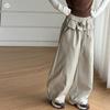 Girls' Autumn 2026 Curved Leg Wide-Leg Lace Waist Balloon Trousers for Medium & Large Children