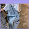 Denim Suspender Dress For Women Casual Cotton Summer Long Skirt With Asymmetric Design