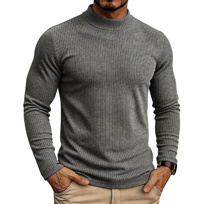 Men's Thermal Mock Neck Knit Sweater Casual Ribbed Pullover Tops for Fall Winter Daily Wear Streetwear Slim Fit Knitwear