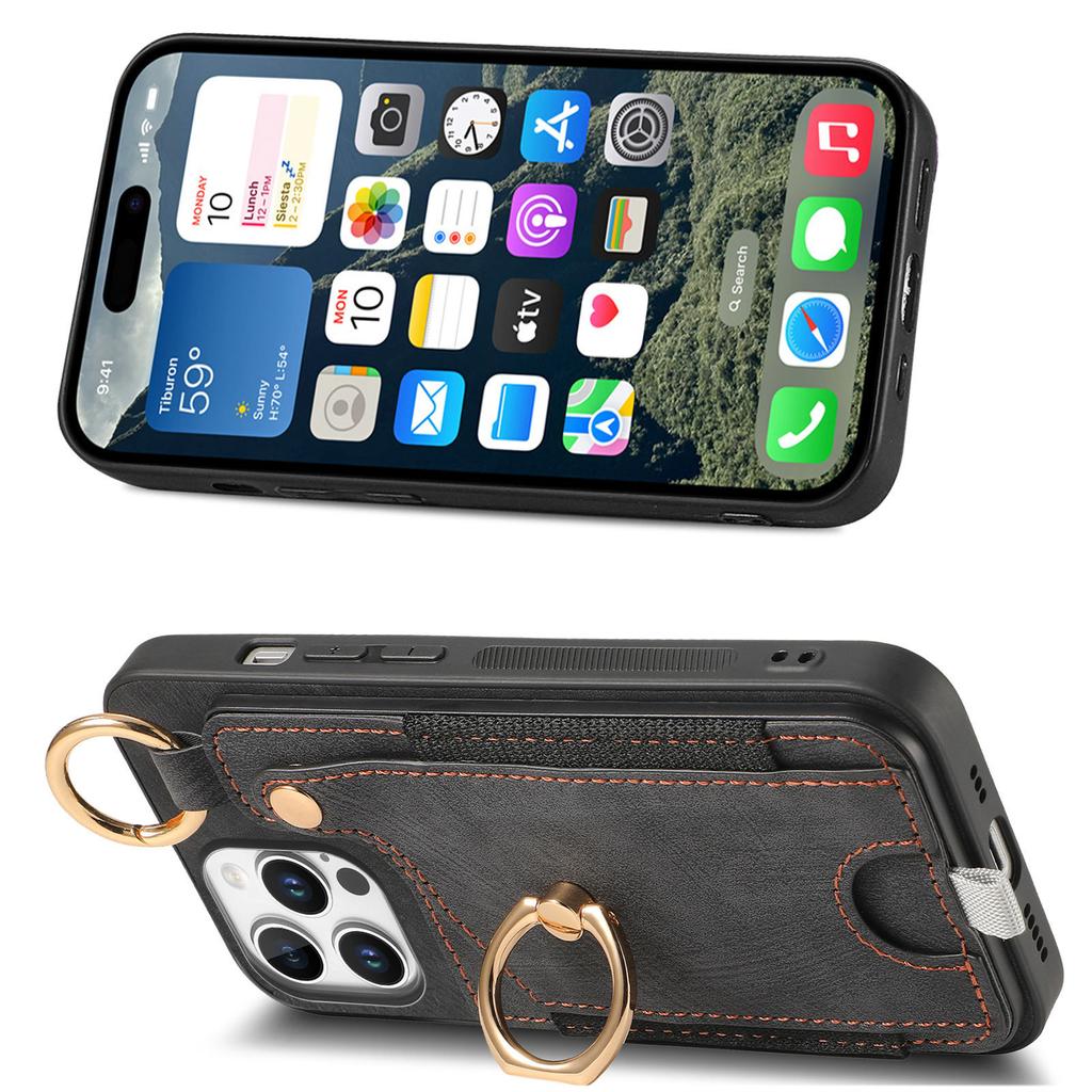 Stojánek na prsteny Sloty na karty Pouzdro na peněženku pro iPhone Samsung Xiaomi Google Skin Feel PU kožený zadní kryt telefonu