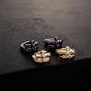 Bling Punk Gold Color Cross Hoop Earrings Hip Hop Jewelry Cubic Zirconia Iced Out Earring Piercing Studs for Men Ear Accessories