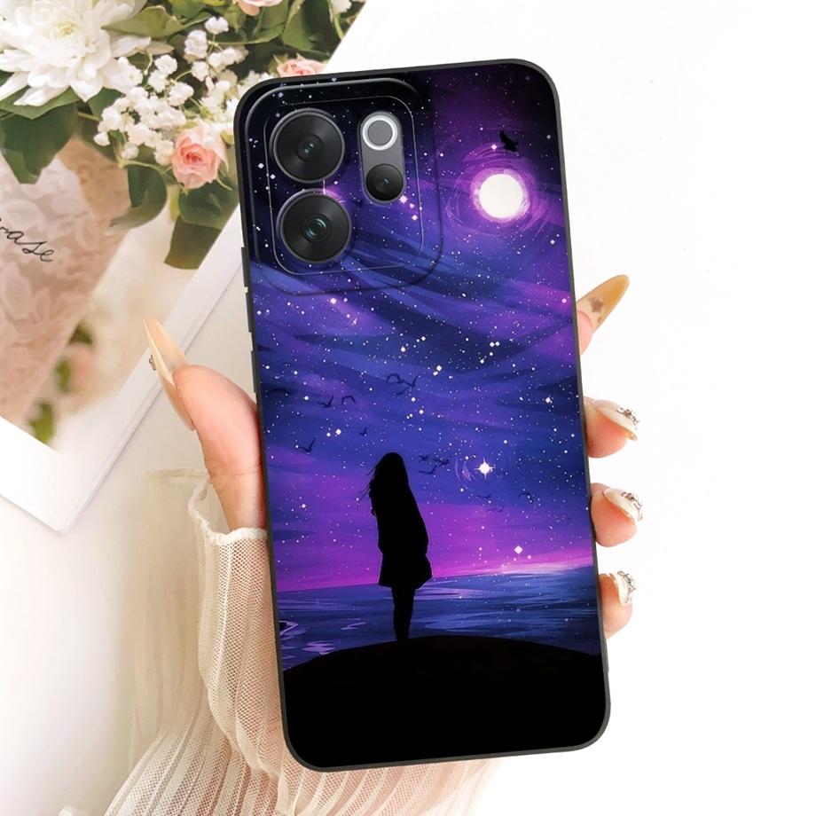 For Vivo V70 Lite V70 FE VivoV70 V2538 v2550 V2548 Phone Case Floral Aesthetic Moon Nigth Bow Pattern Funda Soft Silicone Cover