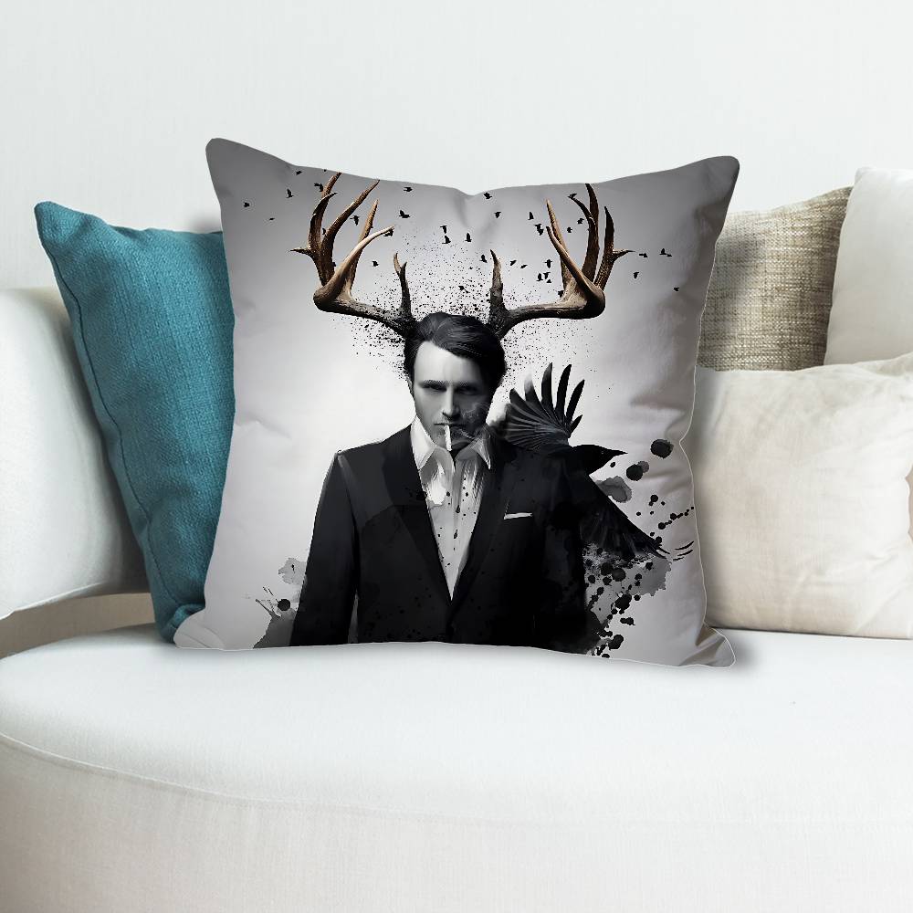HHannibalsS TV Anime Celebrity Merchandise AllMatch Printed Pillow Case Sofa Car Office Room Decoration Protector