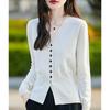 [EASTEMPO] Cardigan Ladies Spring Office Relaxing Knit Plain Color Casual Business Fashionable Large Size (JP, Alphabet, L, White)