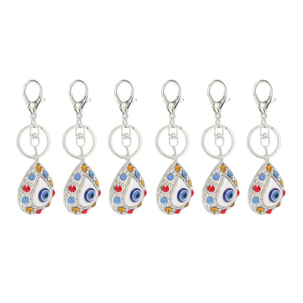 6Pcs Eye Keychains Durable Metal Stylish Rhinestone Bright Colors Lobster Clasp Keychain for Car Handbag Purse