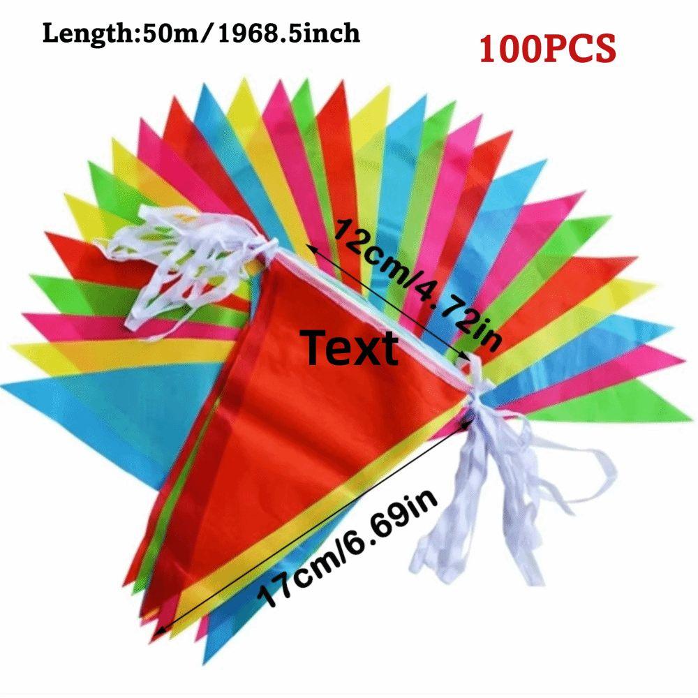 100Pcs Colorful Pennant Banner Triangle Shape Triangle Flags New Flag Garland Hanging Decor