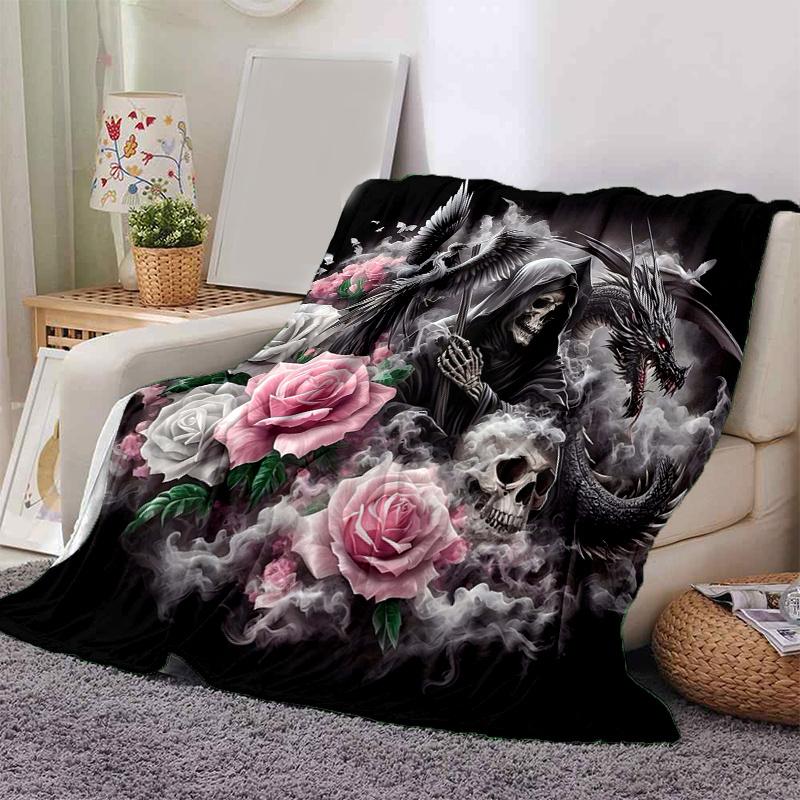 1pc Day of the Dead Blanket Soft and Warm Home Decor Gift for All Seasons Perfect for Couch, Living Room, Travel .K030