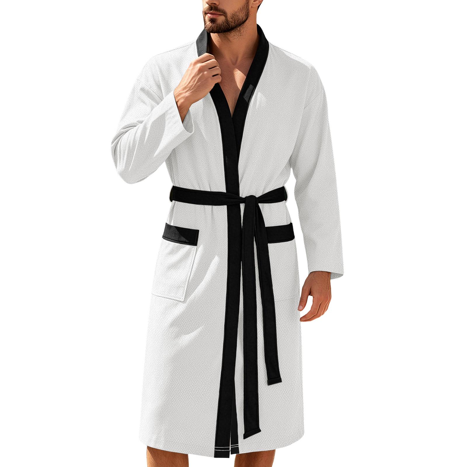 

Men s Long Soft Color Belt Casual Vacation Home Clothes XL білий