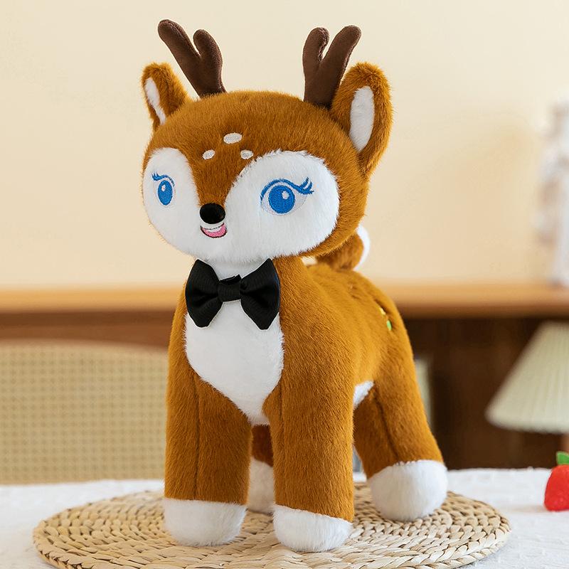

Cute Collar Sika Deer Doll Plush Toy Deer Elk Sleeping Pillow Doll Children s Birthday Gift Female 33cm