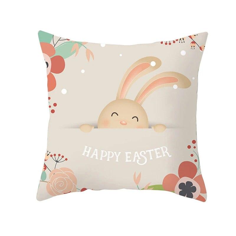 Easter Decorative Pillowcase Cartoon Rabbit Pillowcase Egg Print Cushion Cover Living Room Sofa Cushion Cover Home Decoration