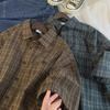 Men's Japanese Retro Plaid Short-Sleeve Summer Shirt - Casual, Handsome, and Versatile.