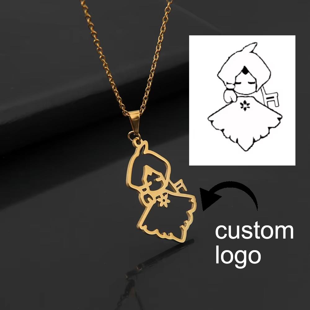 

Custom Logo Picture Pendant Necklace For Women Girl Stainless Steel Birthday Gift Children s Drawing Photo Personalized Jewelry