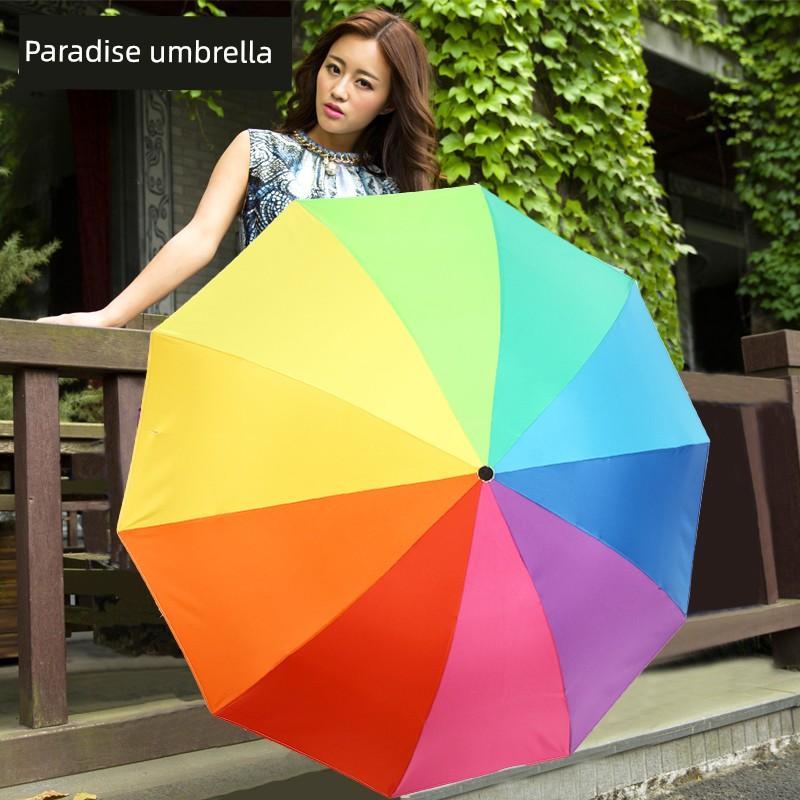 Paradise Umbrella Female Sun Umbrella Sun Umbrella Rainbow Umbrella Sun Protection UV Protection Foldable Vinyl Paradise Umbrella