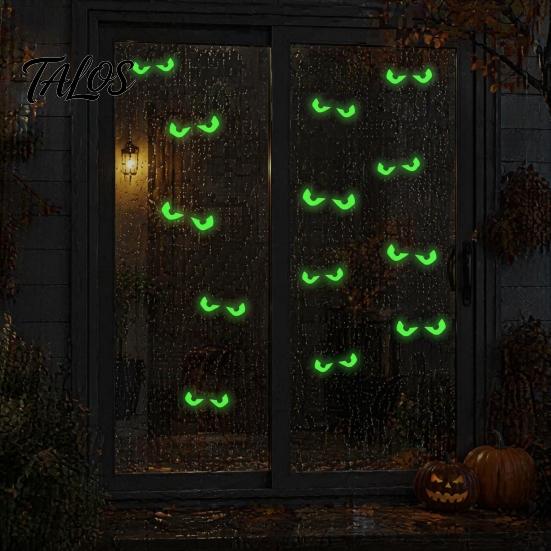 DIY Halloween Wall Decorations Glow in The Dark Demon Eye Stickers, Scary Luminous Ghost Energy-saving Light Stickers Eyeball Decals, Waterproof