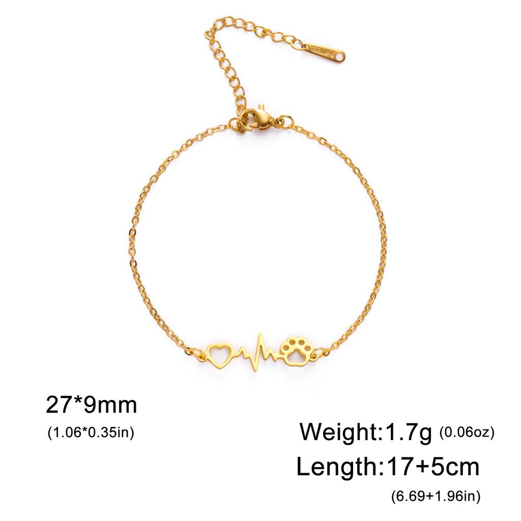 Electrocardiogram Love Cat Claw Pendant Stainless Steel Bracelet Women Fashion Cute Cat Claw Bracelet Birthday Gift Jewelry Gift