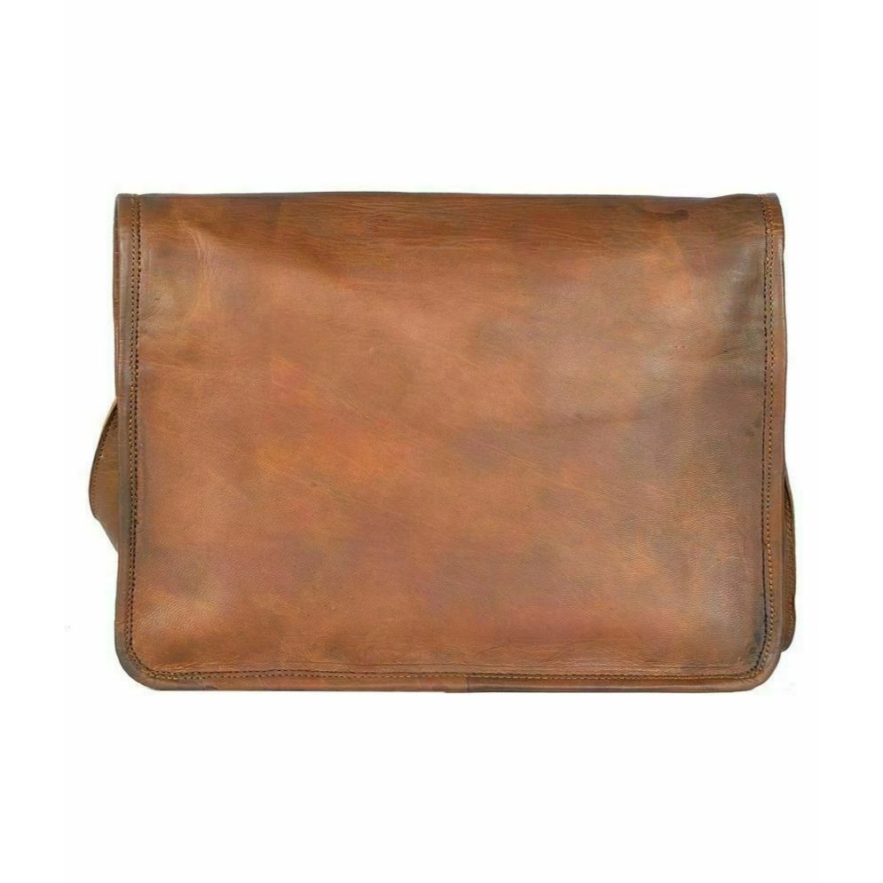 Buff leather messenger Retro shoulder laptop handmade brown satchel bag