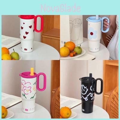 Car Cup Stainless Steel Insulated Travel Mug With Handle And Straw