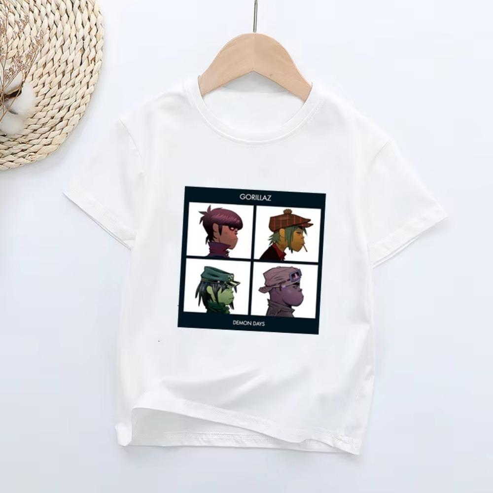 Hot Sale Music Band Gorillaz Print Kids T Shirt Girls Summer Tops Baby Boys Clothes Fashion Casual Children Short Sleeve T-shirt 110