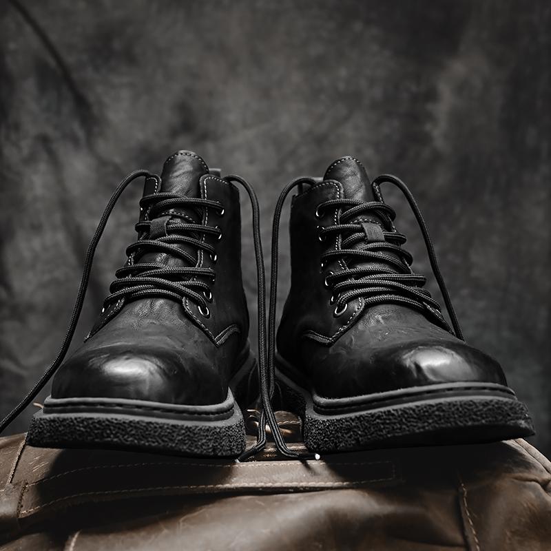 Classic Men's Work Boots for Autumn Winter Retro Brown High Top Shoes Men's Genuine Leather Business Shoes Casual Lace Up